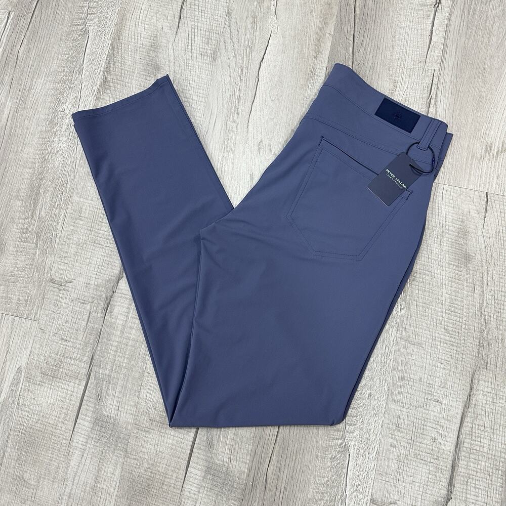 NWT Peter Millar Crown Crafted Bingham Pants Mens 33x32 Blue 5-Pocket Golf